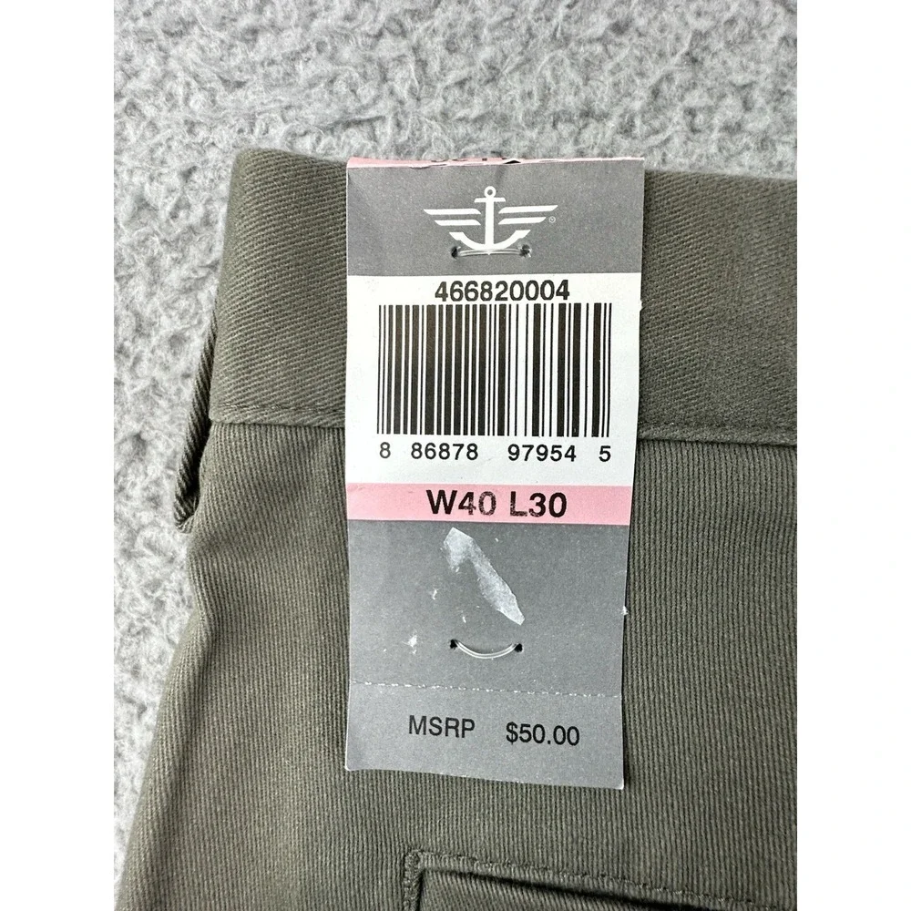 Dockers D2 Signature Khaki Pants 40x30 Olive Flat Straight Fit NWT